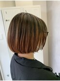ボブハイライトバレイヤージュカラー
