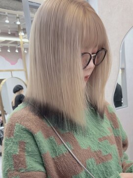 ロンド レア 天神大名店(Lond Le’a) ダブルカラーミルクティーベージュカラーケアブリーチ韓国ボブ