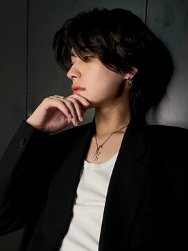 アルバム 新宿(ALBUM SHINJUKU) 韓国メンズ_アッシュブラックウルフマッシュパーマ_ba424452