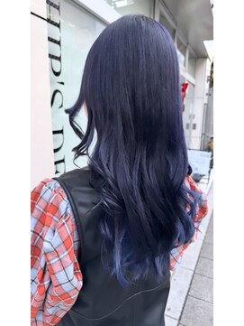 ヒップスデコ(Hip's deco) ダークネイビー＆バイオレットカラー☆レイヤーロングhi