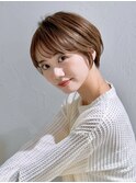 前髪あり耳掛け丸みくびれショートボブ20代30代40代50代(蘭)