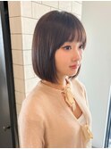 ワンカールセミディナチュラルボブ顔まわりレイヤー小顔