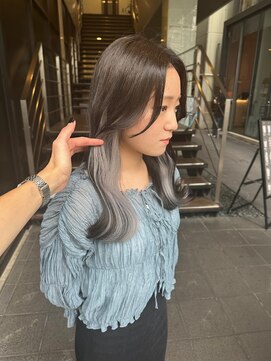 ロンド レア 天神大名店(Lond Le’a) ダブルカラーインナーカラーホワイトグレー暗髪グレージュ韓国