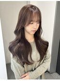 ココアブラウン　ピンクブラウン　レイヤーカット　くびれ巻き