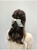 ショコラブラウン×ハーフアップ