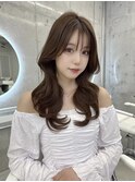 チョコレート艶カラー/韓国くびれヘア/ロングレイヤー/表参道