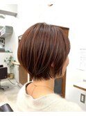 ボブ × ピンクベージュ