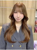レイヤーカット韓国ヘアワンホンヘア前髪ありベージュブラウン柏