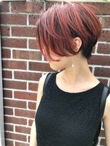ラフ 原宿(L.a.a.g.f harajuku) オレンジ 前下がりショートヘア 刈り上げショート@原宿