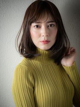 カバーヘア ブリス 川口(COVER HAIR bliss) 斜めバングアッシュブラックくせ毛風カールv川口30代40代50代