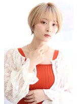 ヘアリゾート ラグーン(hair+resort lagoon) くびれショートヘア×ハイトーンモードベージュ/20代30代40代