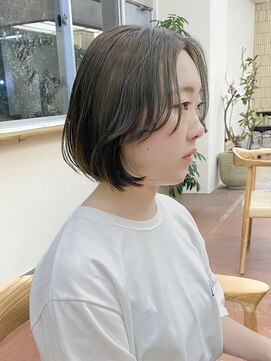 パークレーン アイス イヴェン(park lane ICI yeven) オリーブグレージュ ボブ ブリーチなしカラー オリーブカラー