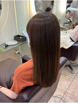 松本平太郎美容室 銀座パートフォー(PART４) アプリコットブラウン　酸性ストレート/20代30代40代50代60代