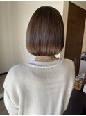 切りっぱなしボブハイライトベージュカラーショートレイヤーロブ