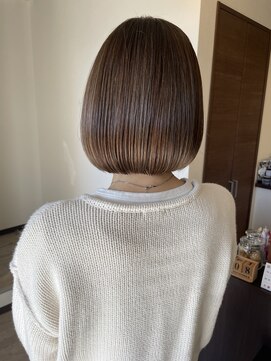 リュンヌ 門前仲町(lune) 切りっぱなしボブハイライトベージュカラーショートレイヤーロブ