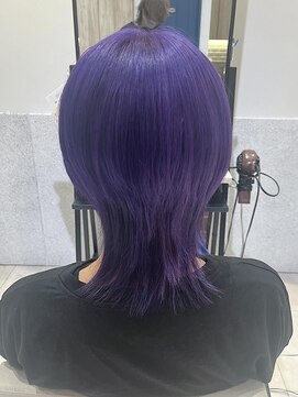 クアトログランシュ 水戸店(QUATRO×GranCieux) 黒紫×デザインカラー　水戸/ブリーチ/カラー