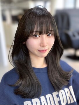 ワン バイ ジ エクト(One by The Ect) 【韓国風ヘア】姫カットレイヤー/韓国風巻き/くすみベージュ