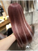 コーラルピンク＆ハイライトエクステ20枚【横浜/横浜駅】