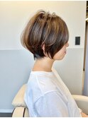 ◇ショートボブホワイトグレージュミニウルフチェリーブラウン