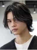 原宿メンズボブメンズミディアムセンターパートニュアンスパーマ