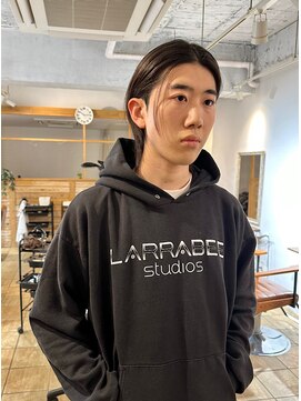 ミモザワークス(Mimosa Works) 大人のセンターパートと縮毛矯正