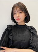大人ガーリー チョコレート 小顔カット ボブ 薄めバング t522