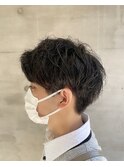 20代30代メンズスパイラルパーマワイルドオシャレ感アッシュ