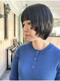 美髪サイドバング切りっぱなしボブ丸型卵型四角ベース逆三角前髪