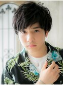 自然体重視！黒髪ゆるふわ巻きクラウドマッシュW草加