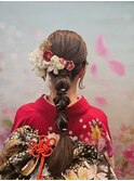 華やかなヘアセット＋振袖着付け 編みおろしスタイル#2
