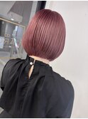 グラデーションボブ　レッドピンク
