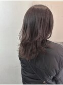セミロングレイヤー ナチュラルパープルグレージュ 春カラー
