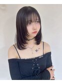 くびれヘアハイライトカラーアンプレラカラーレイヤーカット