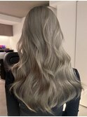 くすみベージュマロンベージュホワイトブロンド細めハイライト