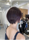 イメチェンホワイトブロンド外ハネボブ美髪ワイドバング