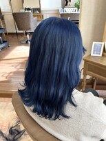 メルク(merc)&nbsp;セミロング/ブルー/ブルーブラック/ブリーチ/宇都宮