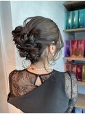【アップスタイル】結婚式銀座お団子カチモリタイトヘアセット