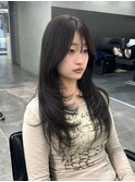 韓国レイヤーカット/顔周り/オリーブグレージュ古荘竜生