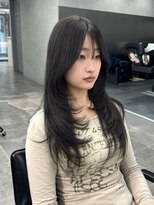 ジーニー 千葉(GENiE) 韓国レイヤーカット/顔周り/オリーブグレージュ古荘竜生