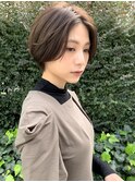 伸ばしかけショート×暗髪オリーブカラー　自由が丘