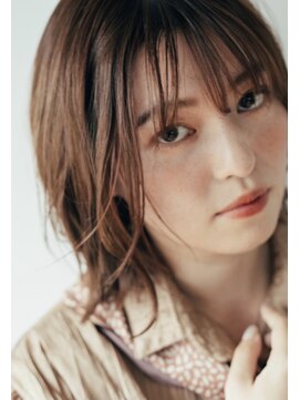 ダブル(W) オイル感たっぷり シースルーバング こなれミディ