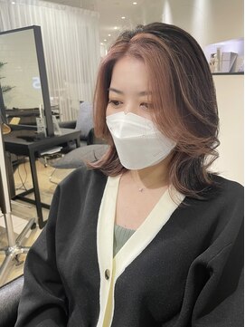 ラブクロムトーキョー オモテサンドウ(LOVECHROME OMOTESANDO) ココアベージュ×くすむピンク大人かわいいフェイスフレーミング