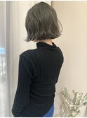 大人グレージュ ボブ ブリーチカラー