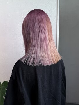 レクタ(recta) ブリーチカラー エモピンク ぱっつんミディアム