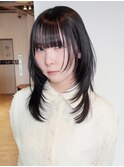 前髪カットミディアムウルフレイヤー_ba539491