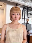 三軒茶屋【CEINEOUR】姫カットレイヤーボブ×ハイトーンベージュ