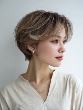 レリーノーブル 西宮北口(RelyNoble) 40代ひし形ショート×耳かけですっきり[西宮北口/髪質改善]