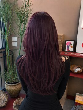 フェンヘアーアイス 中目黒(Fen.hair ici) ワインレッド小顔レイヤー夏カラーブリーチなしカラー韓国風