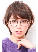 アシメショートエアリーショートグレージュナチュラルボブ