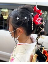 クローバー(CLOVER)&nbsp;☆中学生☆お着物髪型☆ポニーテール紐アレンジ☆(福島市)